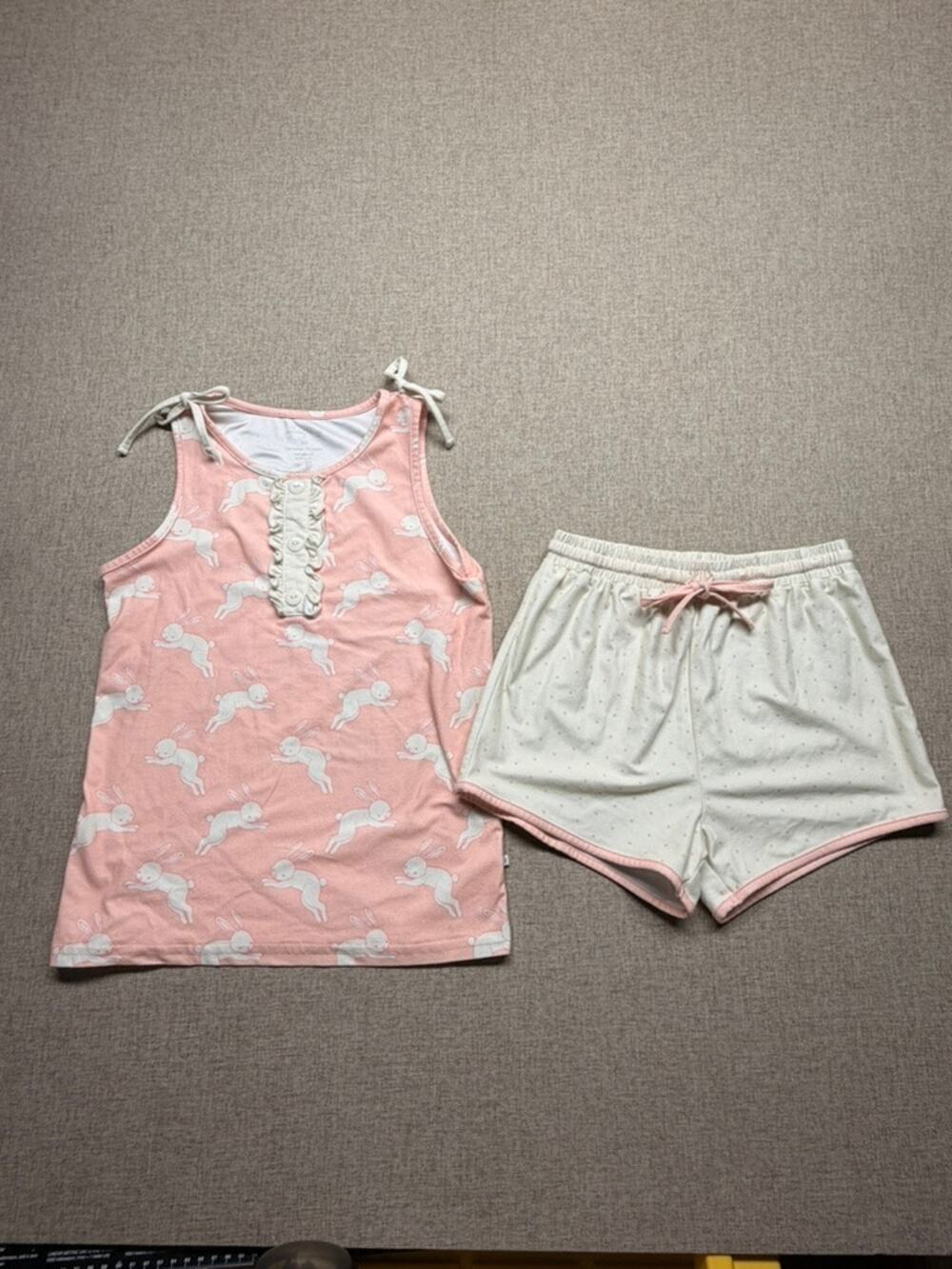 Sweet Honey Size 10 Pink Bunny Rabbit Pajama Set Tank Top Shorts